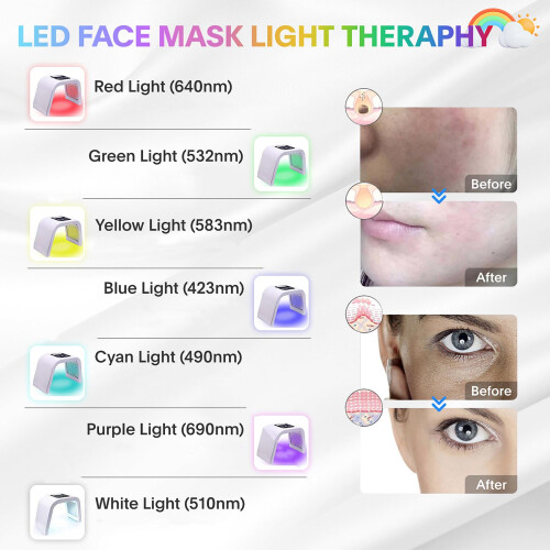 Fxtiaa LED-ansiktsljusterapi 7 i 1 frg LED-ansiktsmask Utrustning fr ansiktssknhet 1