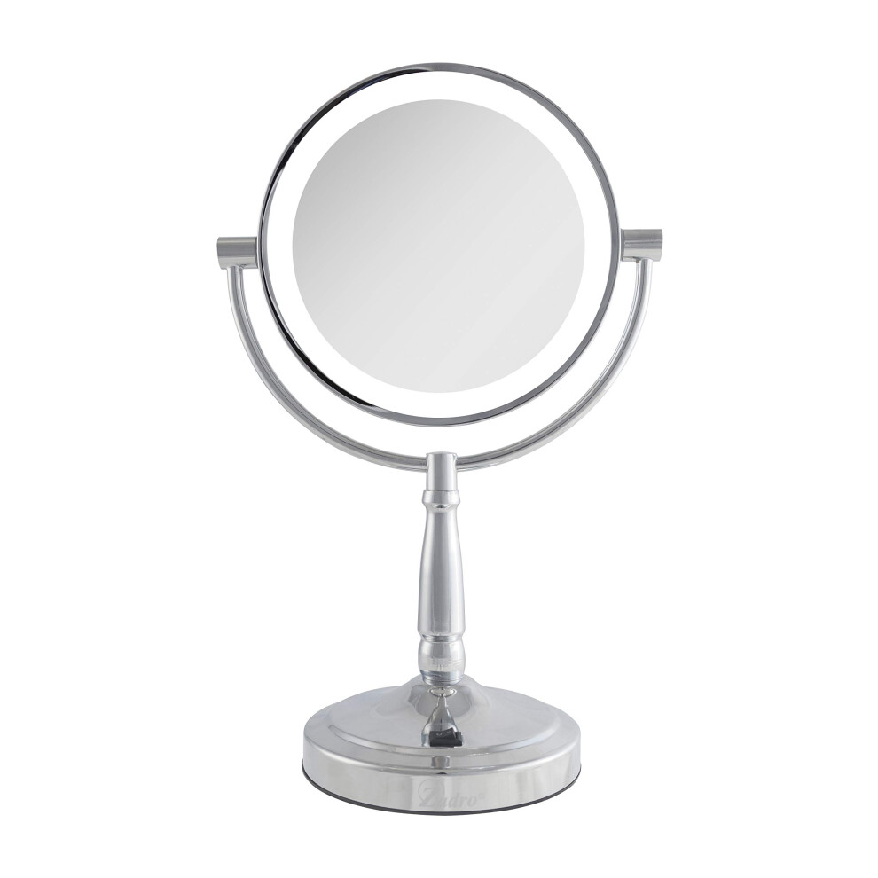 Zadro 9"""" Round Led Makeup Mirror With Lights And Magnification 5&10X/1X Aa Battery Operated Swivel Lighted Makeup Mirror