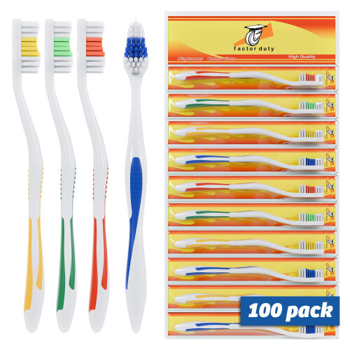 FactorDuty 100 Pack Tandborstar Standard Klassisk Medium Mjuk 1