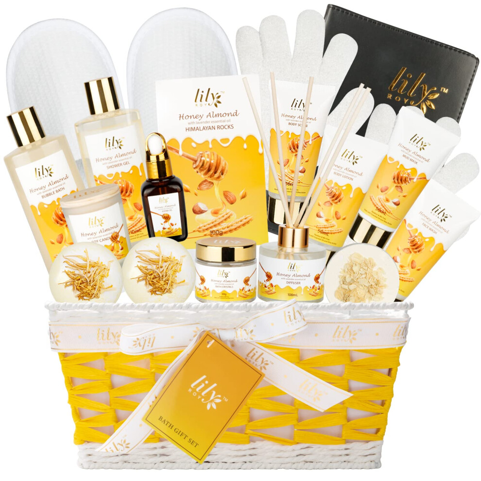 LILY ROY Perfumes Spa Gift Baskets Set Spa Bath Gift Set Bath and Body Gift Basket Set for Women and Men 18 Pcs Gifts Basket Set Spa Kit Christma