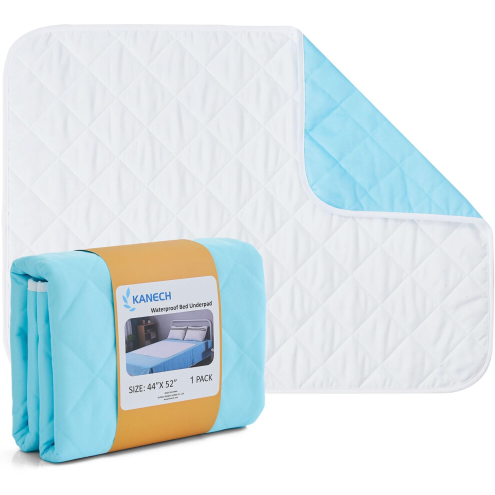 Kanech Bed Pads Washable Waterproof 44""""X52"""" (Pack Of 1) Large Bed Pad Incontinence Bed Pads Reusable Waterproof Mattress Protector For Adul