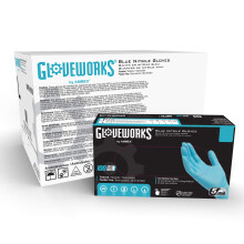 Gloveworks blu guanti industriali in nitrile usa e getta 5 mil lattice e un piccolo caso testurbato da cibo senza polvere di 1000