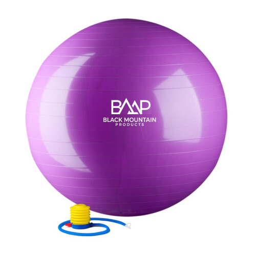 Black Mountain Products Static Strength Exercise Stability Ball with Pump Purple 2000 lb/45cm