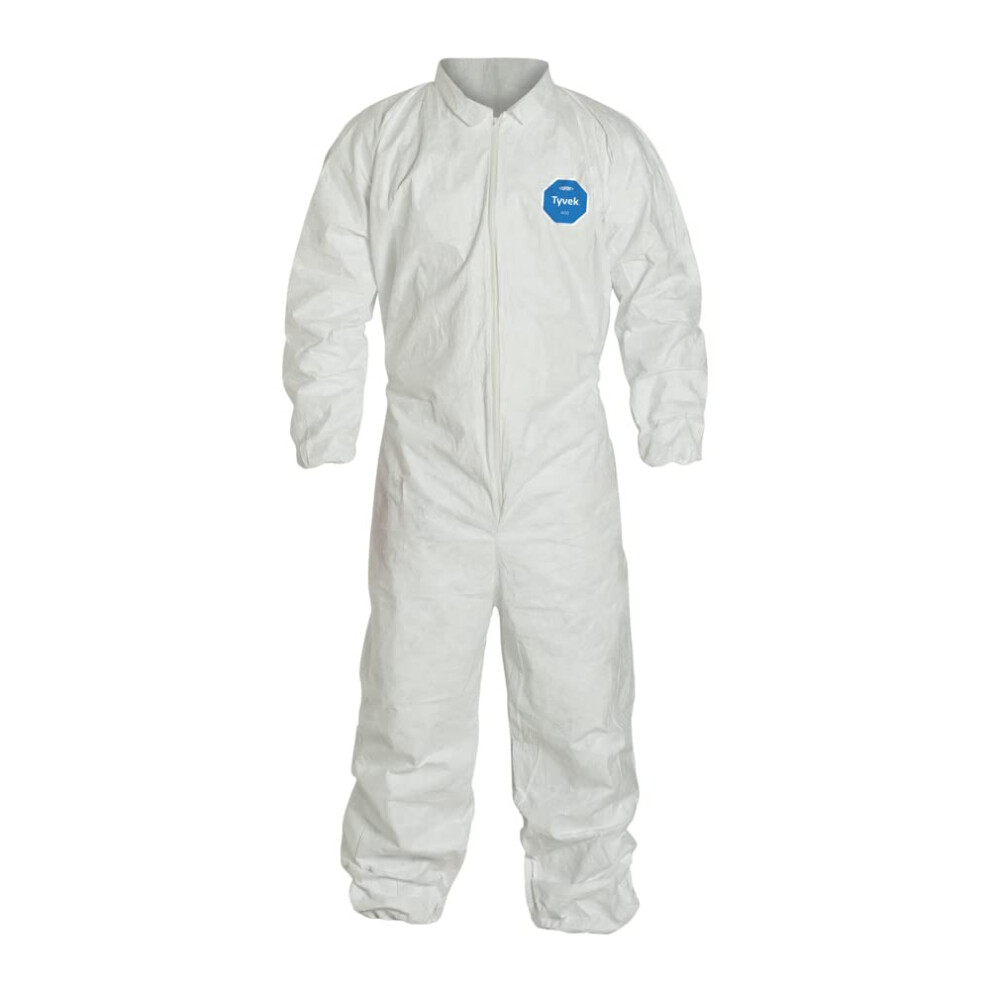 Dupont Tyvek 400 Ty125s Disposable Protective Coverall With Elastic Cuffs White X-Large (Pack Of 25) 888120013823