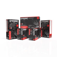 GLOVEWORKS Black Disposable Nitrile Industrial Gloves  5 Mil  Latex & Powder-Free  Food-Safe  Textured  Large  5 Boxes of 100