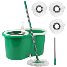 Spin Mop and Bucket with Wringer Set, 360 Spinning Mop Bucket System with 3 Microfiber Mop Replacement Heads and 61" Stainless Steel Adjustable Handle