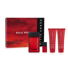 Perry Ellis Bold Red Gift Set: 3.4 fl oz eau de toilette 3 oz aftershave 3 oz shower gel .25 fl oz travel mini - lime parsley mandarin nutmeg