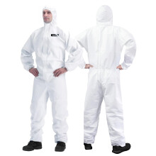 YIBER Engångs Hazmat Dräkt | Full Body Målar Dräkt i 7 Storlekar för Män & Kvinnor - 4X-Large, Vit, 2