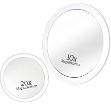 MIRRORVANA Vergrootspiegelset Combo met elk 3 zuignappen - Compact en reisklaar (glas (20X en 10X))