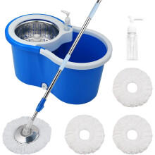 Spin Mop and Bucket with Wringer Set, 360 Spinning Mop Bucket System with 3 Microfiber Mop Replacement Heads and 61" Stainless Steel Adjustable Handle