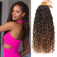 ZRQ 8 Packs Boho Faux Locs Gehaakt Haar 18 Inch Goddess Locs Croceht Vlechten Pre Looped Zachte Boheemse Locs Boho Style River Hipple Locs Met Krulle