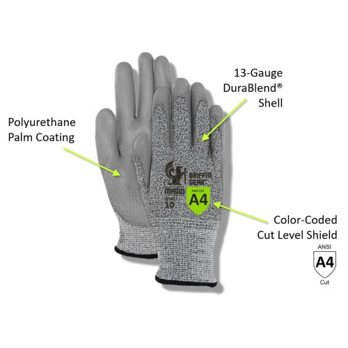 GANTS MAGID Anticut A4 Polyuréthane, 12 Paires, Taille 7/Petit, GPD452 1