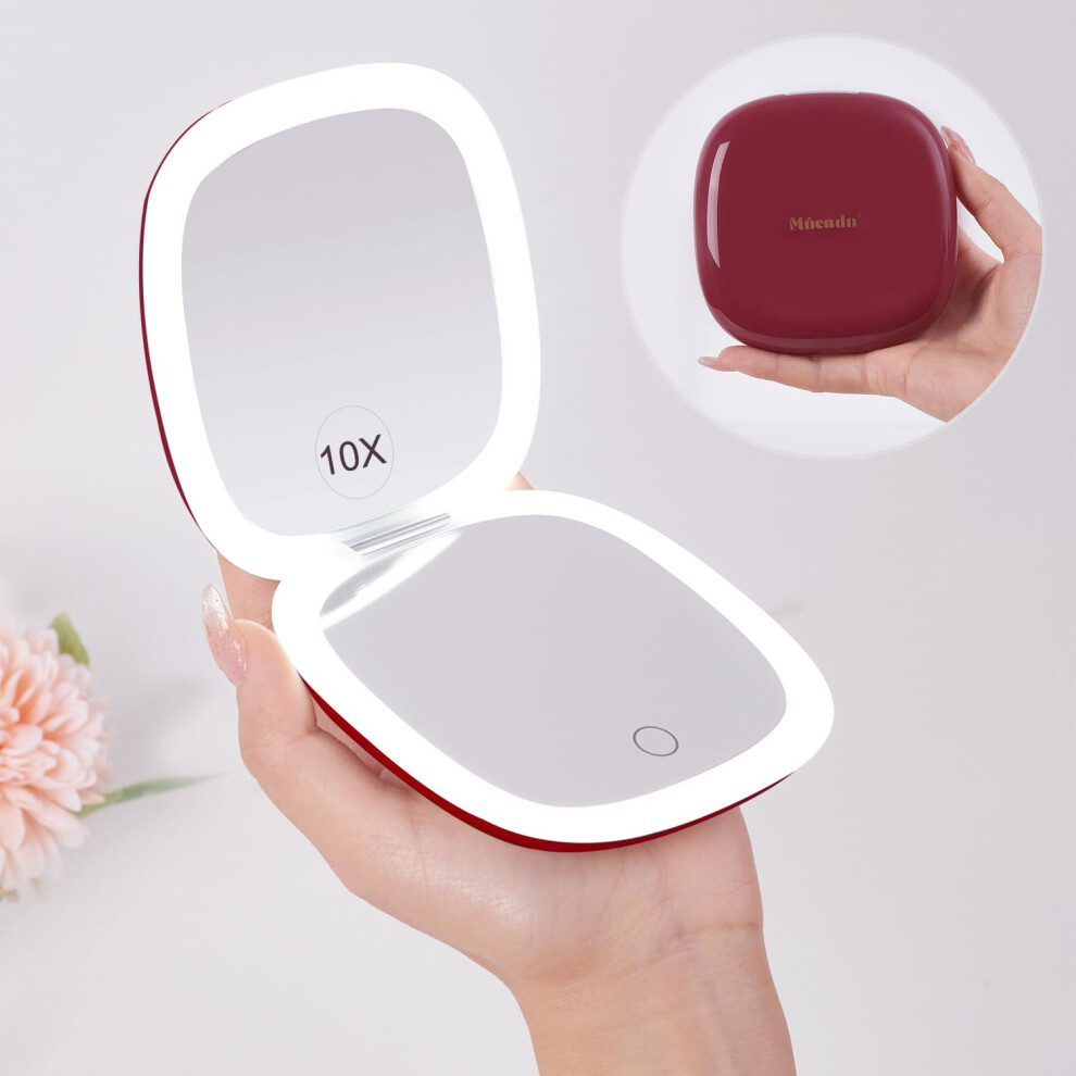 Mocado Light Compact Led Travel Makeup Mirror - 4 Inches 1X/10X Magnification Travel Mirror With Dimmable Double Sides Ed Usb Rechargeable C