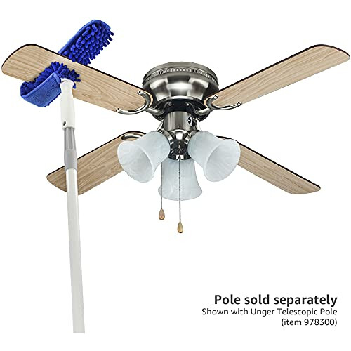 Unger Microfiber Ceiling Fan Duster - Machine Washable Reusable Cleaning Tool for Ceiling Fan Blades  Compatible with Threaded Poles  Traps Dust 2