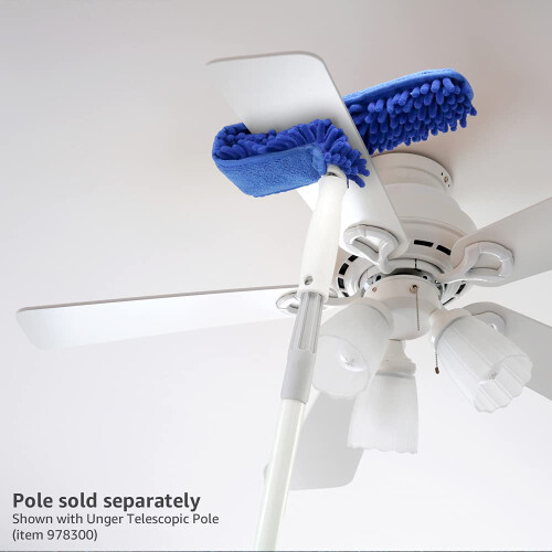 Unger Microfiber Ceiling Fan Duster - Machine Washable Reusable Cleaning Tool for Ceiling Fan Blades  Compatible with Threaded Poles  Traps Dust 1