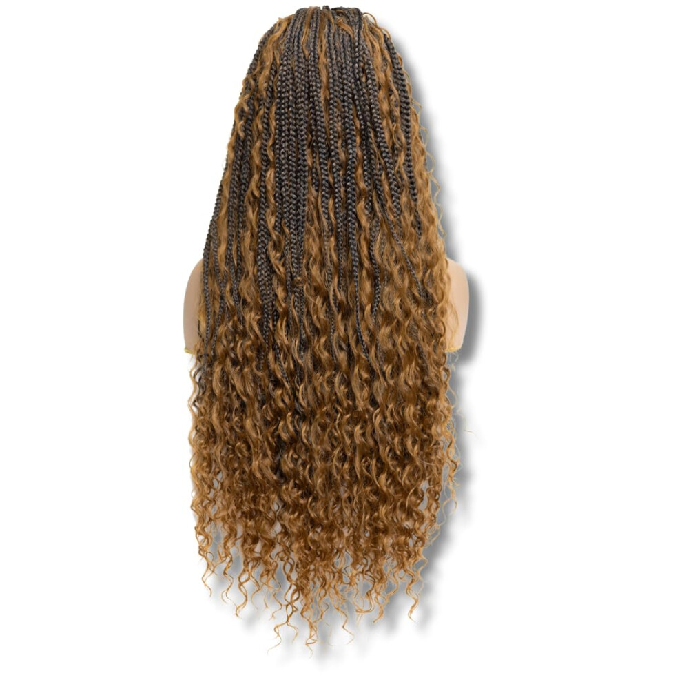 Pib Passion Is Beaut Pib 32'' Full Lace Bohemian Box Braid Wig - Knotless Braided Wigs For Black Women - Synthetic Braided Wig With Natural Baby Hair - Off Black And Light