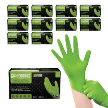 Gloveworks HD Green Nitrile industriali guanti usa e getta 8 mil Media a diamante al rialzata senza lattice 10 scatole di 100