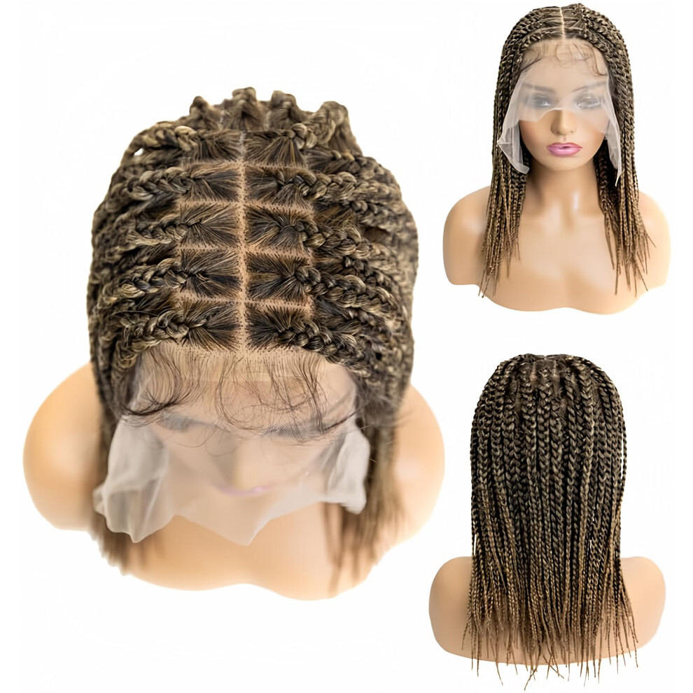 Pib Passion Is Beaut Pib 12"""" Single Full Lace Knotless Box Braid Wig Square Parted Braided Wigs For Black Women With Natural Baby Hair (1B27 Off Black And Light Bro