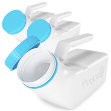 Urinals for Men Glow in The Dark Lid by Tilcare (3 Pack) - 32oz/1000mL Thick Plastic Mens Bedpan Bottle with Screw-on Lid - Spill Proof Urinary C