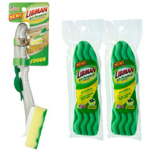 Libman BROSSE À VAISSELLE MULTI-USAGE - Rechargeable, avec 4 têtes éponge vertes