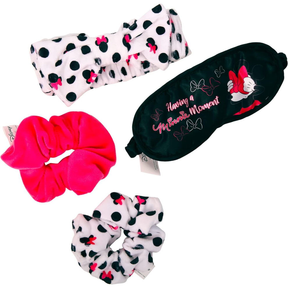 Disney Minnie Mouse Gift Set - Spa Set Includes Pouch  Sleep Mask  Hair Scrunchies and Spa Headband Accessories