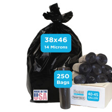 Bolsas de basura negra hechas en EE. UU. 40-45 galones Ligero Ligero Durmento Durable Alta densidad Uso industrial y comercial para la hoja de csped