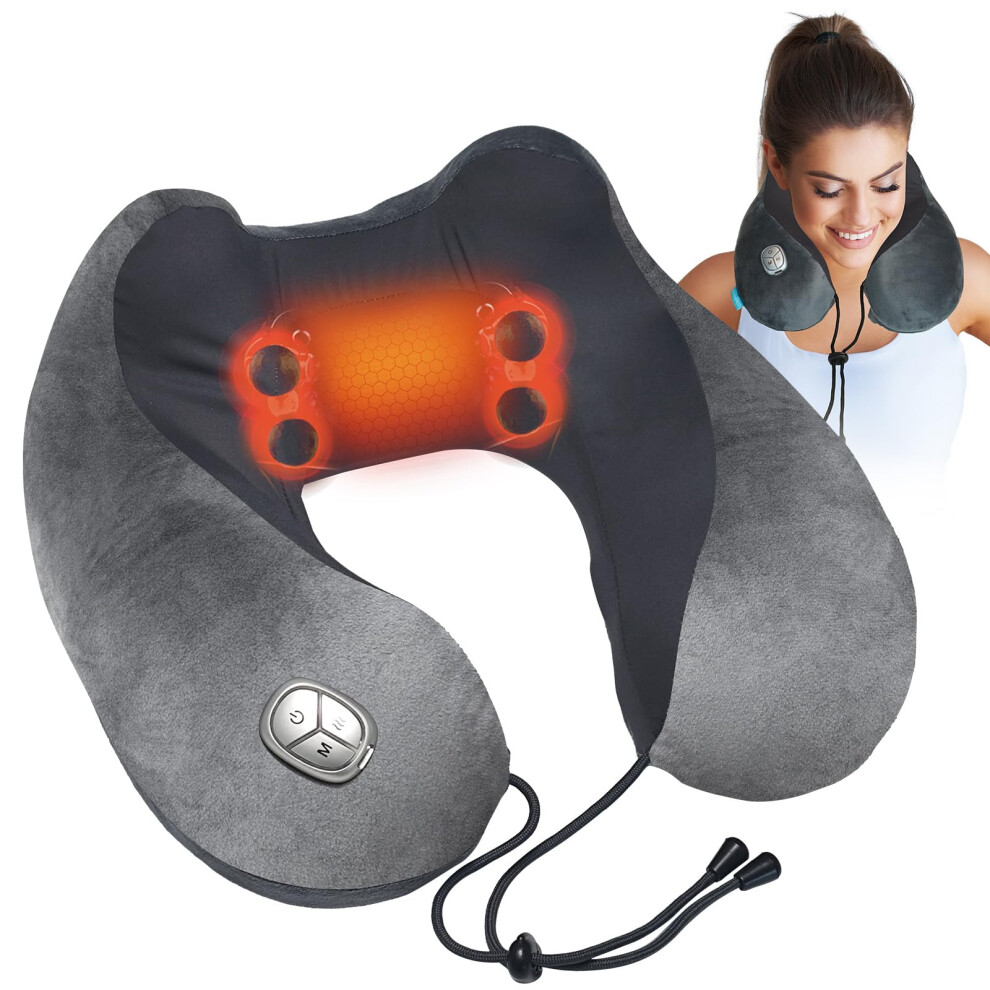 Cupilo Neck Massager Pillow With Heat - Fsa Or Hsa Eligible Portable Shiatsu Neck Massage Pain Relief Deep Tissue Heated Pillow For Travel Office