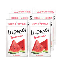 Luden's Watermelon Throat Drops Ont i halsen Relief 25 Count 6 Packs