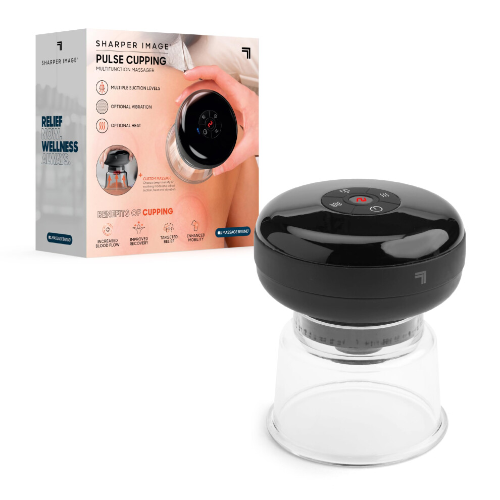 Sharper Image Pulse Cupping Therapy Massager Set - Heat & Vibration 4 Suction Modes Full Body Pain Relief & Recovery Muscle Soreness Inflamma
