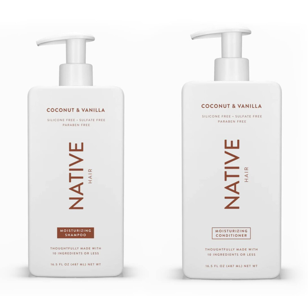 Native Shampoo And Conditioner Set | Sulfate Free Paraben Free Dye Free With Naturally Derived Clean Ingredients| 16.5 Oz (Coconut & Vanilla