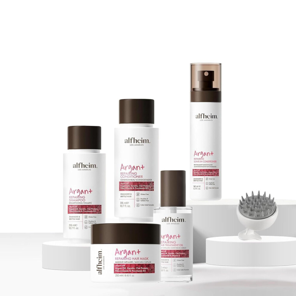 Alfheim Argan Hair Care Set | Argan Oil Shampoo Conditioner Hair Mask Leave-In & Hair Oil | Frizz Control & Repair | Moisturizing & Strengthen