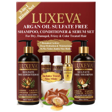LUXEVA 3 in 1 Argan Oil Sulfate Free Shampoo and Conditioner Set | Moisturizing & Hydrating Shampoo and Conditioner For Women For Dry & Damaged H