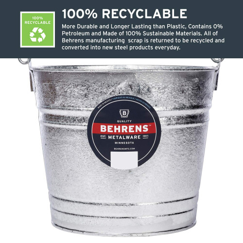 Behrens 1212 thermisch verzinkte stalen emmer, 12 quart 1