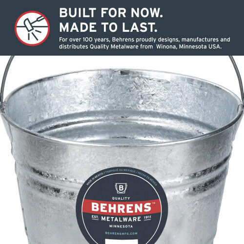 Behrens 1212 thermisch verzinkte stalen emmer, 12 quart 2