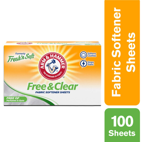 Folhas de amaciante de roupas ARM & HAMMER sem perfumes e corantes 100 ct 2