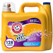 Arm & Hammer ms blster de olor oxiclean rfaga fresca 128 cargas detergente de lavandera lquida 166.5 fl oz