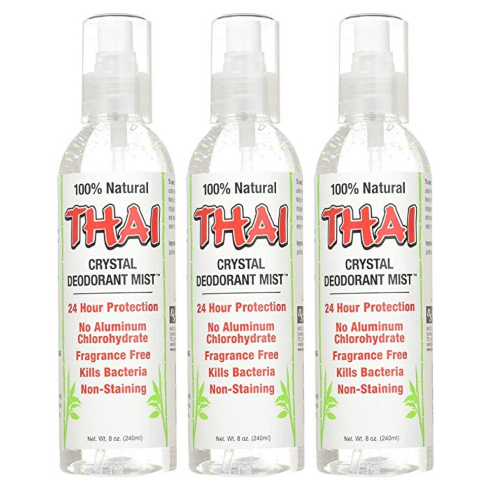 Thai Deodorant Stone Crystal Mist Natural Deodorant Spray 8 Oz. Bundle (Pack Of 3)