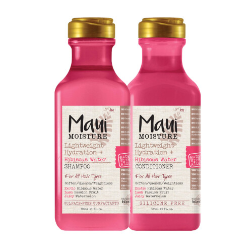 Maui Moisture Lightweight Hydration + Hibiscus Shampoo + Conditioner for Daily Moisture, No Sulfates, 13 Fl Oz