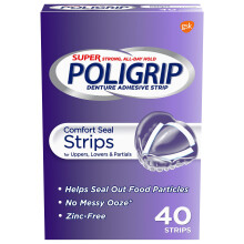 Tiras de super poligripas tamao 40 Ct Poligrip Fuerte todo el da SELLO DE COMO SELLO Dentaduras Adhesivas Adhesivas
