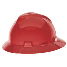 MSA 10058324 V-Gard Schutzhelm mit voller Krempe und 1-Touch-Federung | Selbsteinstellende Kronenriemen aus Polyethylenschale mit hervorragendem Aufp