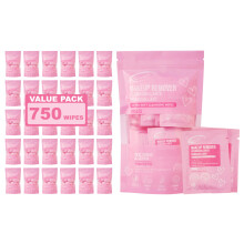 Air Jungles Makeup Remover Wipes Singles 30 Pack 750 Wipes Extra Large 6"""" x 8"""" Duftfri Fjerner makeup og olie Ultrablde renseservietter Alkoho