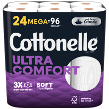 Papier toaletowy Cottonelle UltraComfort 3"""" x 3-7/8"""" bialy, 268 arkuszy w rolce, opakowanie 12 rolek