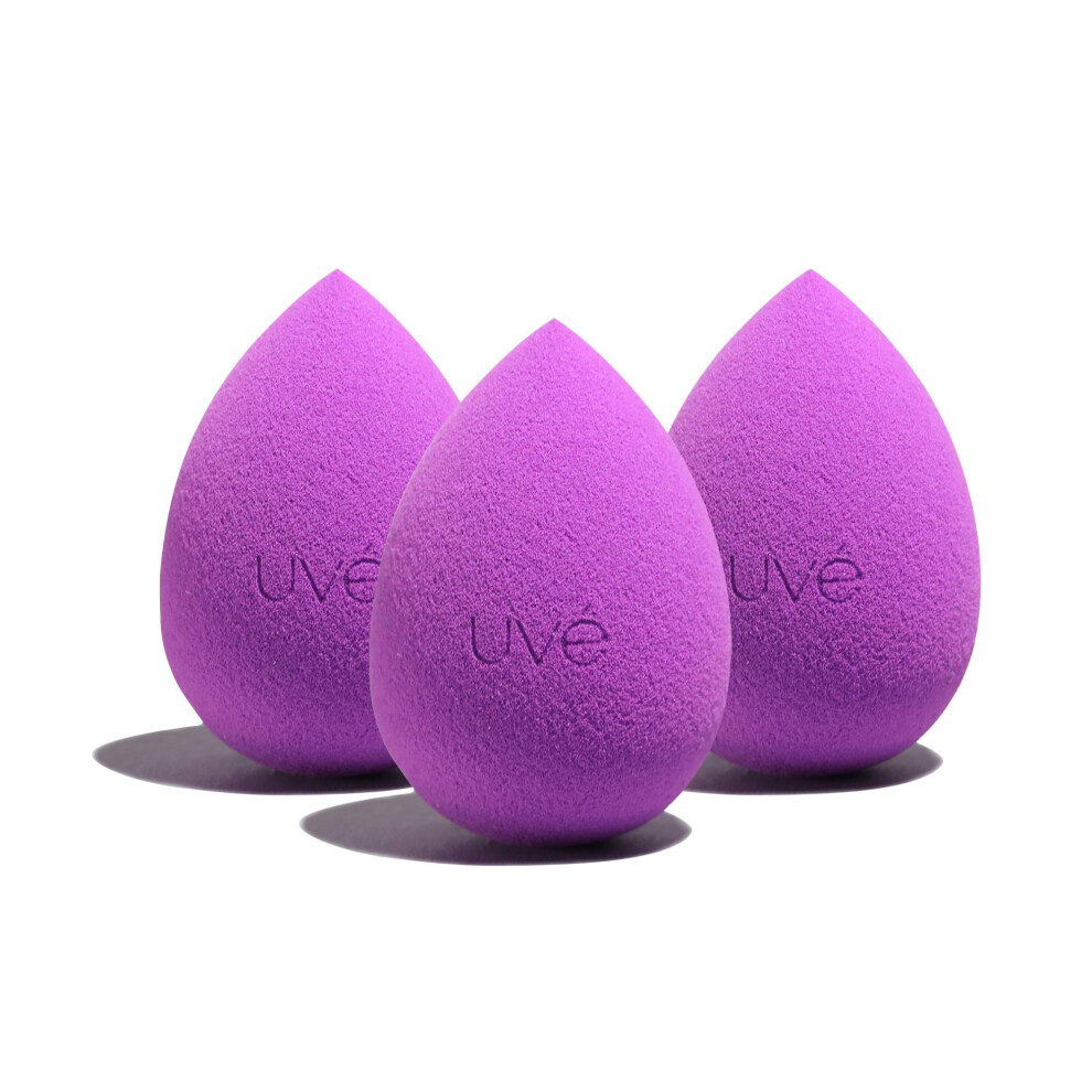 Uv? Beauty Sponge Makeup Blender 3 Pack - Violet Makeup Sponges For Blending Foundations Powders & Creams - Concealer Applicator Offers Full Cov
