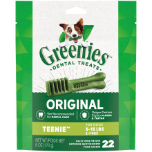Greenies Original Teenie Natural Dental Care Dog Treats, 6 oz Pack (22 Treats) - Vet-Recommended, Fresh Breath, 10123475