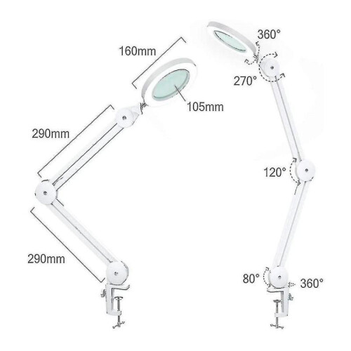 Led Magnifying Lamp, 5 Diopter Magnifying Glass with Light 2