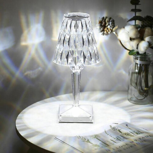 Diamond Crystal Table Lamp, Usb Rechargeable Crystal Bedroom Bedside Lamp, Adjustable Temperature/brightness, Lithium Battery Touch Type 2