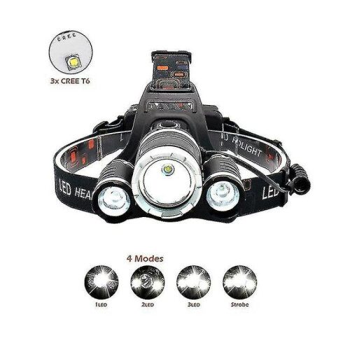 Headlamp Flashlight Usb Rechargeable 3 Led T6 Headlamp Adjustable Headband 2