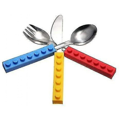 Set Of 3 Interlocking Block Kids Silverware,toddler Fork And Spoon Set 2
