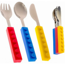 Set Of 3 Interlocking Block Kids Silverware,toddler Fork And Spoon Set