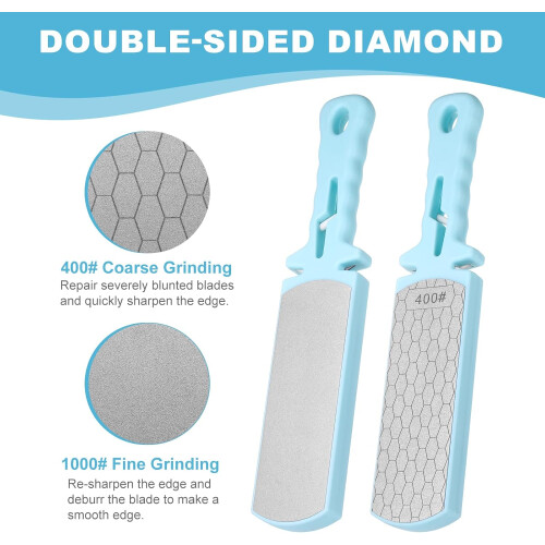 2pcs Hand Sharpening Stone Whetstone, 400/1000 Grits 2 Side Diamond Large Sharpener 2